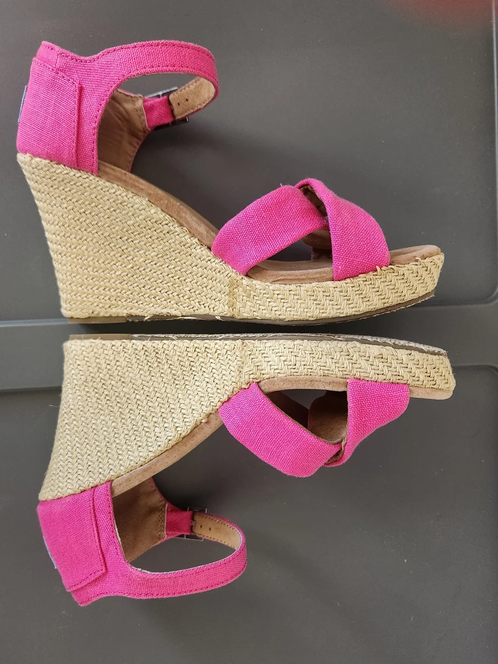 TOMS Women's Pink Espadrille Wedge Sandals